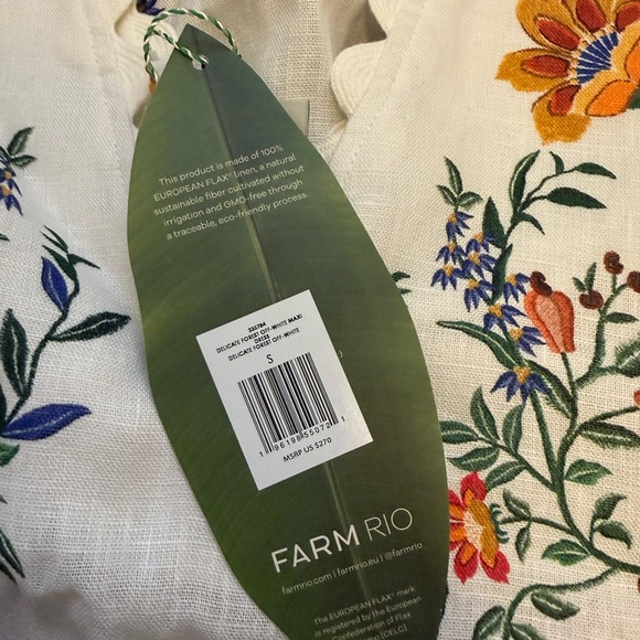 Farm Rio Off-White Delicate Forest Euroflax™ Premium Linen Maxi Dress - Picture 5 of 7